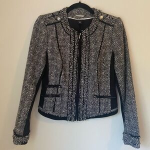 White House Black Market Textured Black and White Blazer